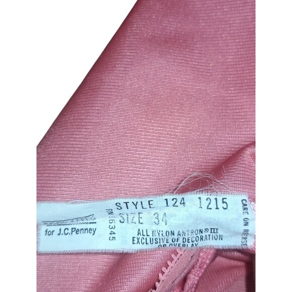 VTG Body Lites JCPenney Pink Lace Trim Full Slip Dress Womens USA Size 34 - Picture 4 of 8